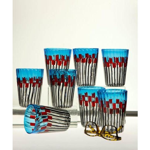 Mid-Century Modern Murano Glass Tumblers in the style of Gio Ponti, Set of 8 For Sale - Image 3 of 18