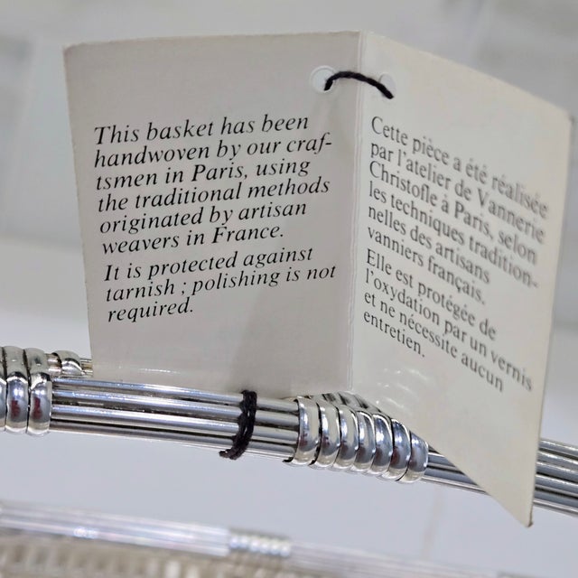 Late 20th Century Christofle Silver-Plated Woven Basket Centerpiece, Handwoven Paris For Sale - Image 9 of 9