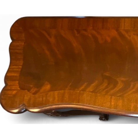 Wood 1980s Henkel-Harris Virginia Galleries Carved Flame Mahogany Chippendale Sofa Console Table With Ball and Claw Feet For Sale - Image 7 of 13