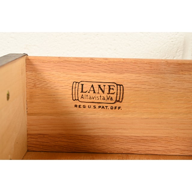 Paul McCobb Style Mid-Century Modern Walnut and Woven Shelf End Tables by Lane, Circa 1960s For Sale - Image 13 of 15