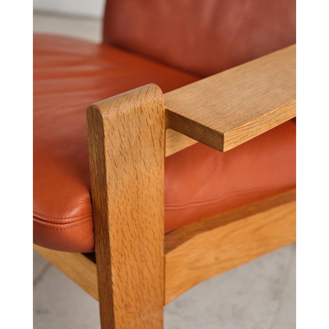 Brutalist Lounge Chair with Ottoman in Oak and Leather by Tage Poulsen, Denmark, 1960s, Set of 2 For Sale - Image 18 of 18