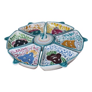 Vintage 1960s Italian Chip and Dip Lazy Susan Serving Dish For Sale