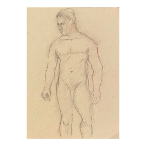 1990s Ron Yrabedra Muscular Male Nude Drawing