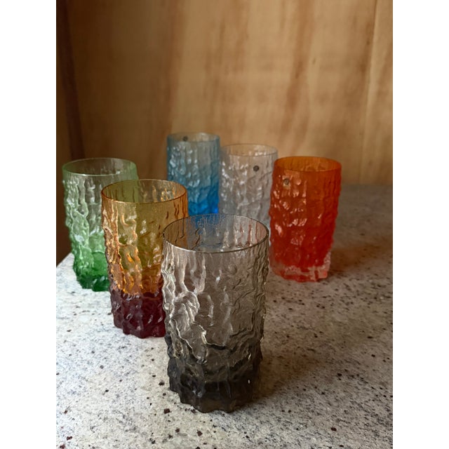 Italian Textured Bark Glasses in the style of Geoffrey Baxter, 1960s, Set of 6 For Sale - Image 6 of 18