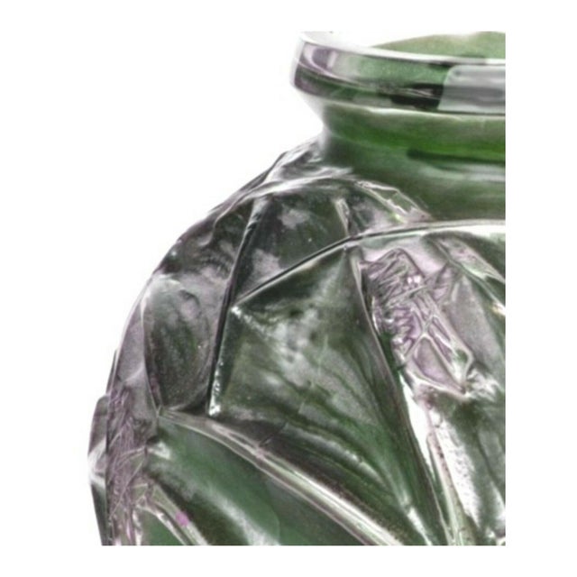 Lalique 1920s Lalique Sauterelles Molded Blown Glass Vase Decoration With Locusts For Sale - Image 4 of 5