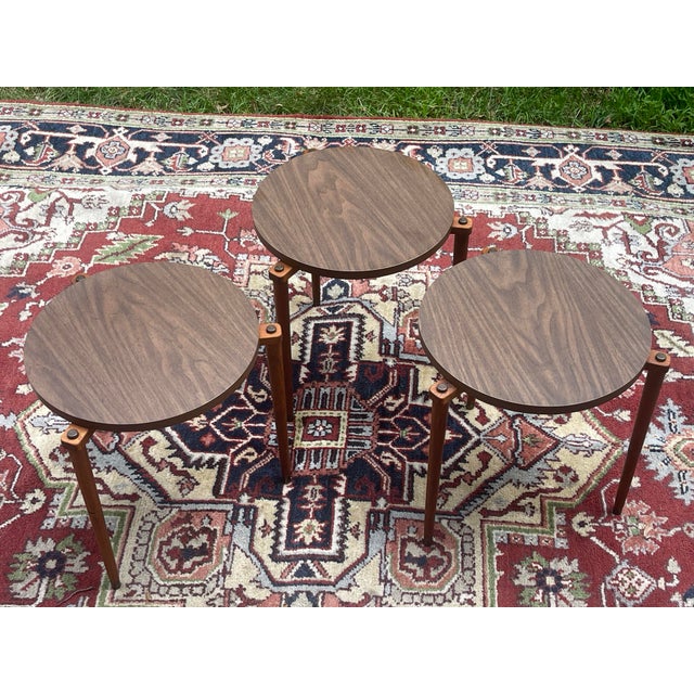 Coffee MCM Stacking Tables- Set of Three. For Sale - Image 8 of 9