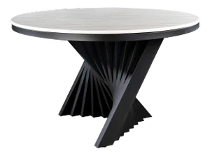 Waterfall Marble Top Dining Table in Black