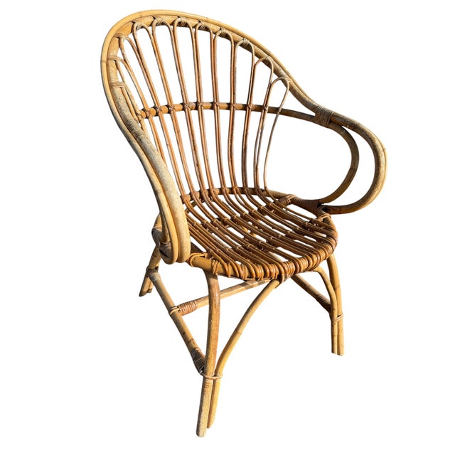 1960s Rattan Armchairs, France, 1960s, Set of 4 For Sale - Image 5 of 14