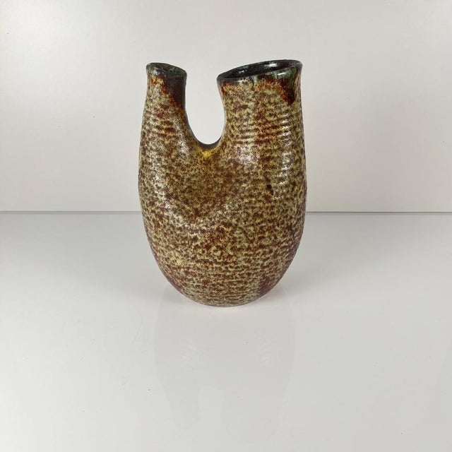 Beige Double Vase in Speckled Stoneware, 1960s For Sale - Image 8 of 9