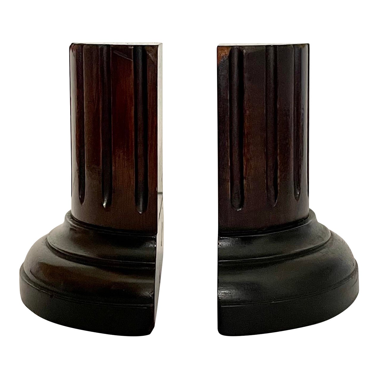 1920s Roman Column Pillar Mahogany Bookends Chairish