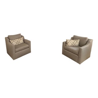 Pair of Pristine Mitchell Gold Swivel GiGi Club Chairs For Sale