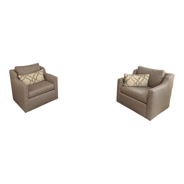 Pair of Pristine Mitchell Gold Swivel GiGi Club Chairs For Sale