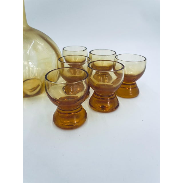 1950s Art Deco Glass Liqueur Set, 1955, Set of 7 For Sale - Image 5 of 8