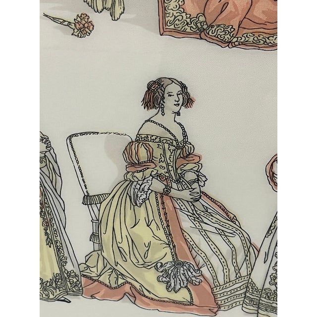 Celebrate the timeless elegance of Hermès with this beautifully framed vintage “Costumes de Dames” by Hugo Grygkar silk...