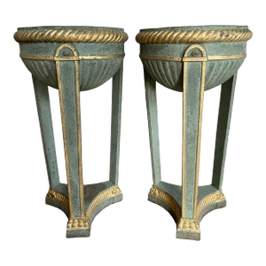 Pair of Antique Painted Iron Athenian Planters