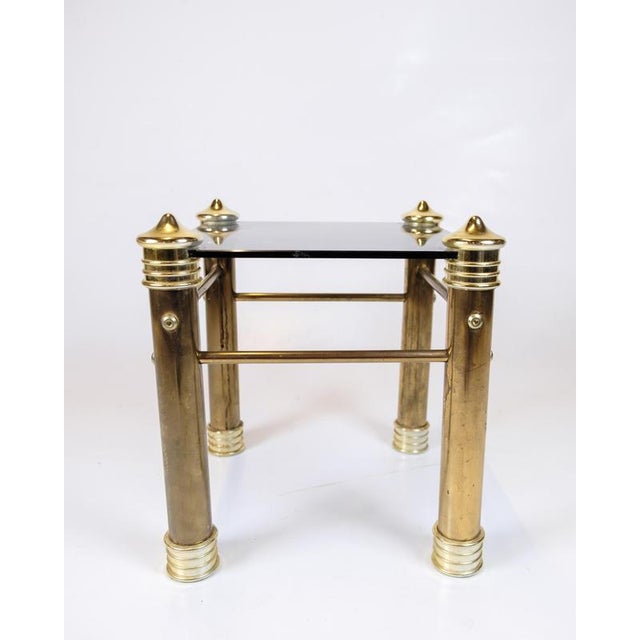 Brass Bedside Tables with Black Glass Tops, 1970s, Set of 2 For Sale - Image 4 of 10