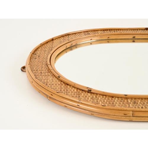 1970s French Riviera Style Arch Mirror in Bamboo and Woven Wicker, Italy, 1970s For Sale - Image 5 of 11