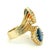 Modern Italian Modernist 18k Gold Blue & Orange Sapphire Diamond Bypass Ring, Circa 1980, Size 7.75 For Sale - Image 3 of 11