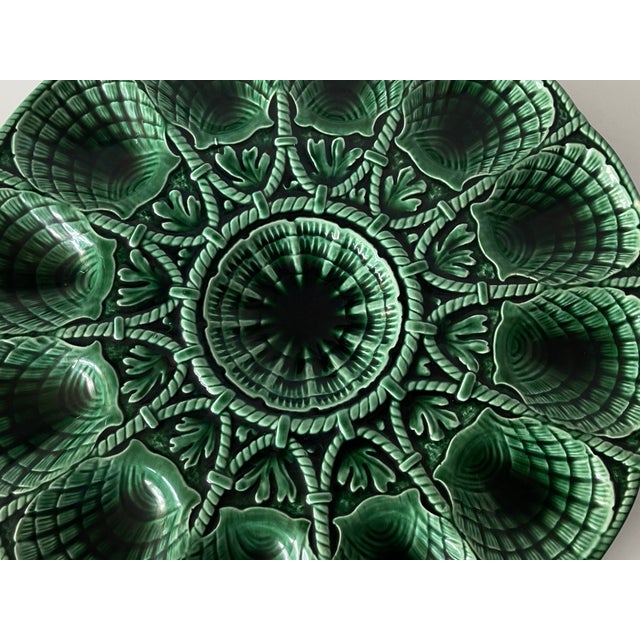 Ceramic No. 9689 Majolica Oyster & Seafood Service from Sarreguemines, France, 1930s, Set of 13 For Sale - Image 7 of 14