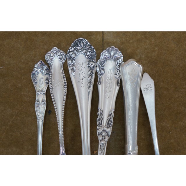 Antique Sterling Silver 925 Serving Utensils Forks Spoons Cake Servers - 12 pcs For Sale - Image 4 of 10
