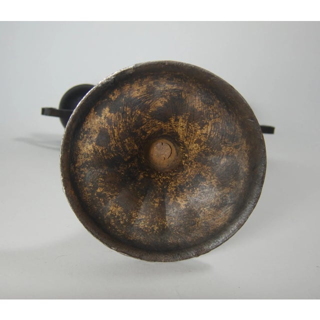 Metal German Hugo Berger Goberg Attr. Arts & Crafts Black Iron Candelabra Pair For Sale - Image 7 of 11
