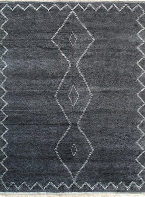 5x8 Talia Moroccan Charcoal Geometric Modern Hand Knotted Wool Carpet Rug