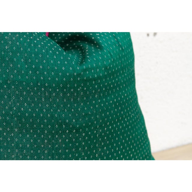 Tavi Green Dotted Ahir Handloom Pillow For Sale - Image 4 of 6