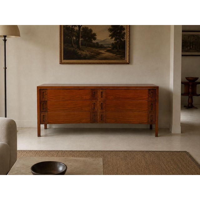 Edmond Spence, Swedish Mid-Century Modern, Concave Dresser, Stained Wood, Brass, Sweden, 1950s A unique dresser designed...