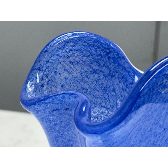 Glass Handblown Cobalt Blue Art Glass Vase, Vintage For Sale - Image 7 of 12
