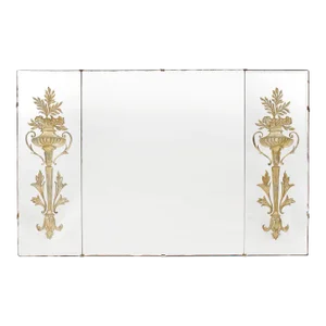 Hollywood Regency 3-Paneled Mirror W/ Neoclassical Kantharos Floral Motifs