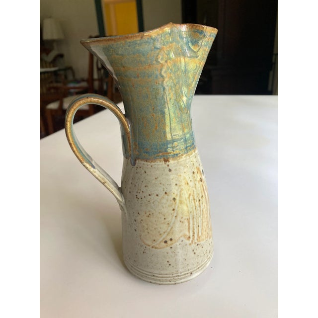 Vintage Handmade Pottery Pitcher For Sale - Image 4 of 6