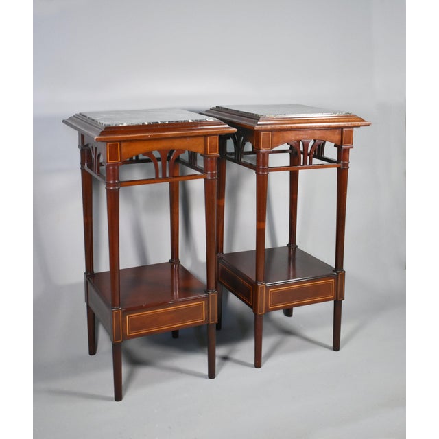 Antique Pair of French Sellettes Pedestal Tables in Mahogany An elegant matching pair of Mahogany Sellettes / Pedestal...