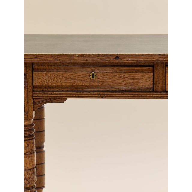 The Vintage Carved-Leg Leather Top Desk For Sale - Image 14 of 16