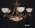 Art Deco Six-Light Chandelier in Brass and Tinted Glass, 1930 For Sale - Image 10 of 18