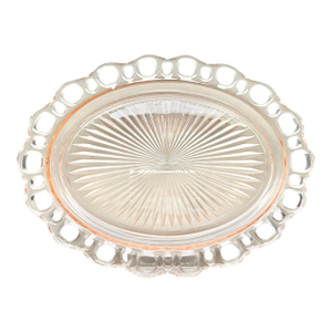 Vintage Pink Anchor Hocking “Old Colony” Lace Edge Depression Glass Serving Platter