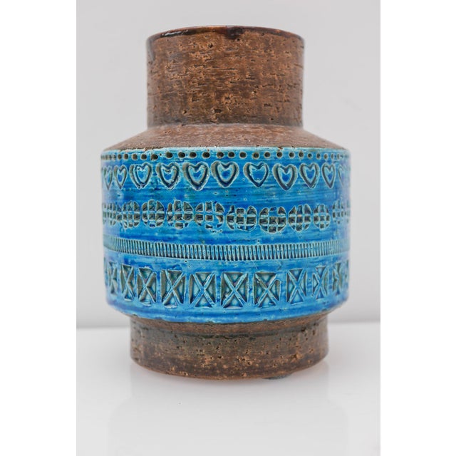 Vintage Rimini Blue Ceramic Vase by Aldo Londi for Bitossi, Italy, 1960s For Sale - Image 11 of 13
