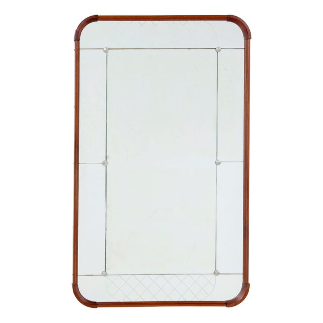 Mid-Century Swedish Shaped and Etched Mirror by Glas & Tra, 1960 For Sale
