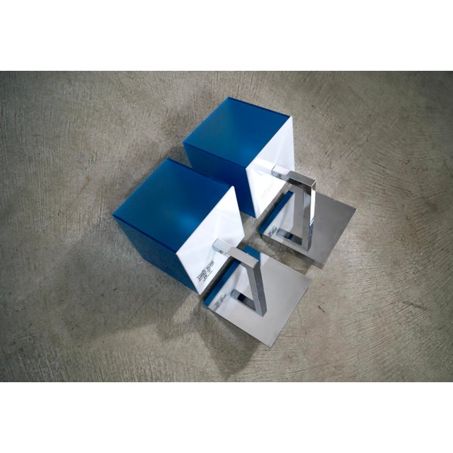 1990s 1990’s Postmodern Italian Fontana Arte Chrome & Lucite Sconces - A Pair For Sale - Image 5 of 12