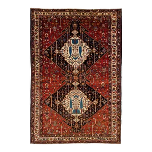 1900 - 1909 Red Antique Bakhtiari Handmade Wool Rug Allover Motif