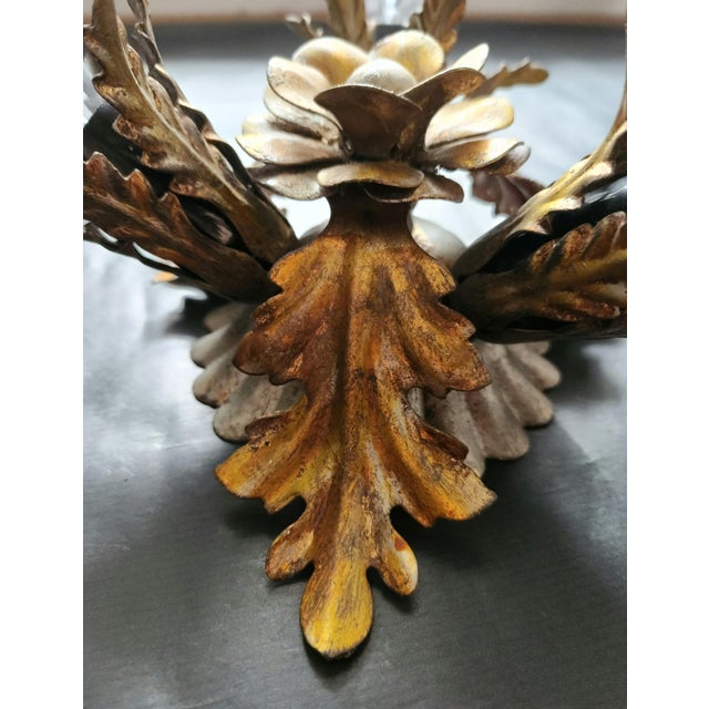 Vintage Florentine Silver-Plated and Gold-Plated 3-Light Ceiling or Wall Lamp from Banci Firenze, Italy, 1960s For Sale - Image 18 of 18