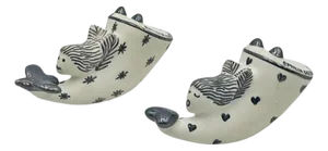 Whimsical Emilia Castillo Silver & Porcelain Salt & Pepper Shakers, 1980s