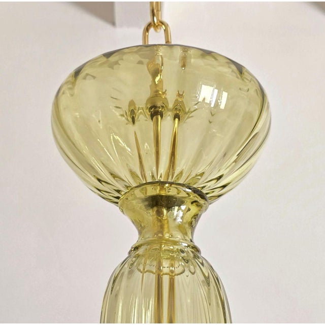1980s Large Olive Green Murano Glass Chandelier For Sale - Image 11 of 11