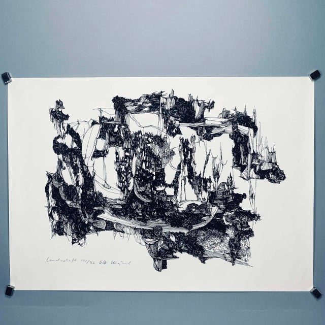 Beautifully composed, bold graphic black and white artist's print. A bit of an upside down, Inception-like vibe here. We...
