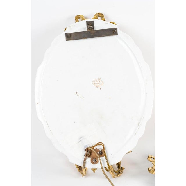 Gold Napoleon III Wall Sconces in Porcelain and Gilt Bronze, Set of 2 For Sale - Image 8 of 10