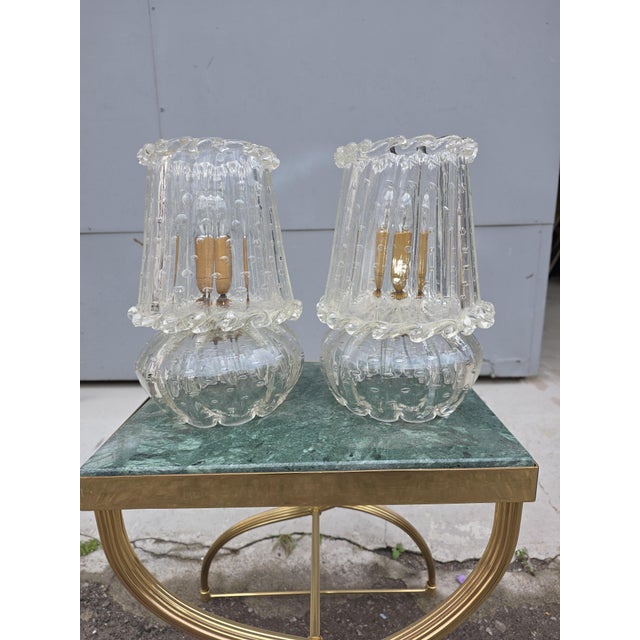 Murano Glass Table Lamps with Bubbles from Barovier, 1930, Set of 2 For Sale - Image 12 of 12