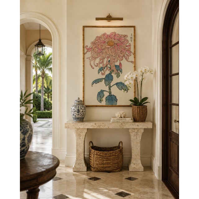 Paper Pink Floral Giclee, Vintage Japanese Botanical Art Print, 40" X 60" For Sale - Image 7 of 8