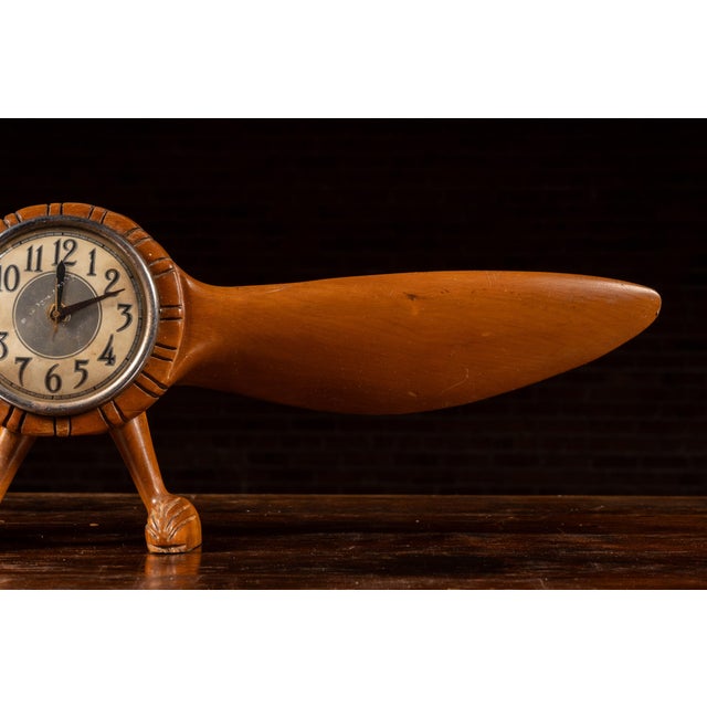 1940s Vintage Figural Wooden Propellor Clock by Howard For Sale - Image 5 of 8