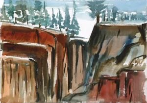 Harold Wallerstein - Rock Formation Watercolor on Paper