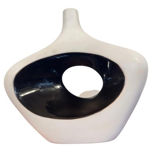 Mid-Century Modern Abstract Ceramic Vase in Black and White Glaze, Italy, 1980s For Sale - Image 10 of 10