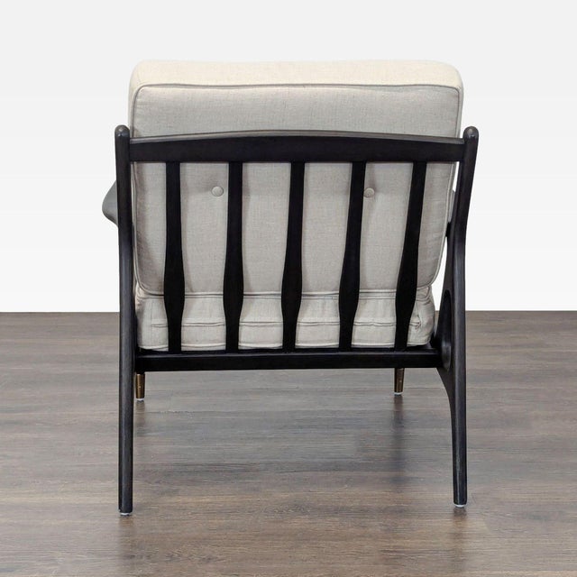 2010s Anthropologie Mid-Century Modern Style Lounge Chair With Cream Cushions For Sale - Image 5 of 6